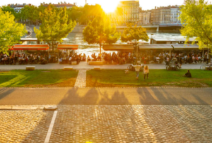 Berges du rhone soir Lyon